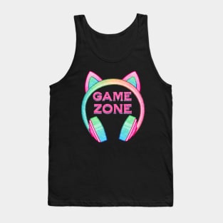 Game Zone Cat Ear Headphones - Girl Gamer Tank Top